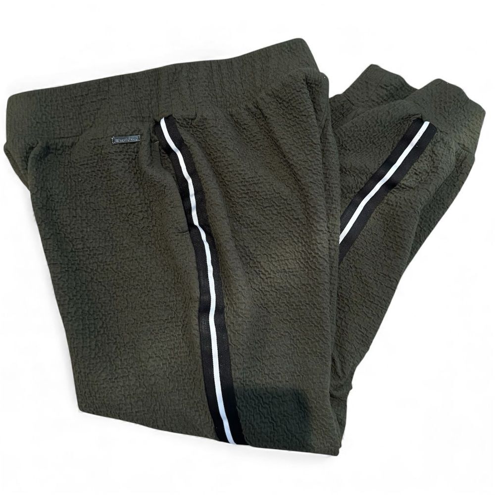 Sweaty Betty Textured Joggers with Tuxedo Stripe Olive Green Size M